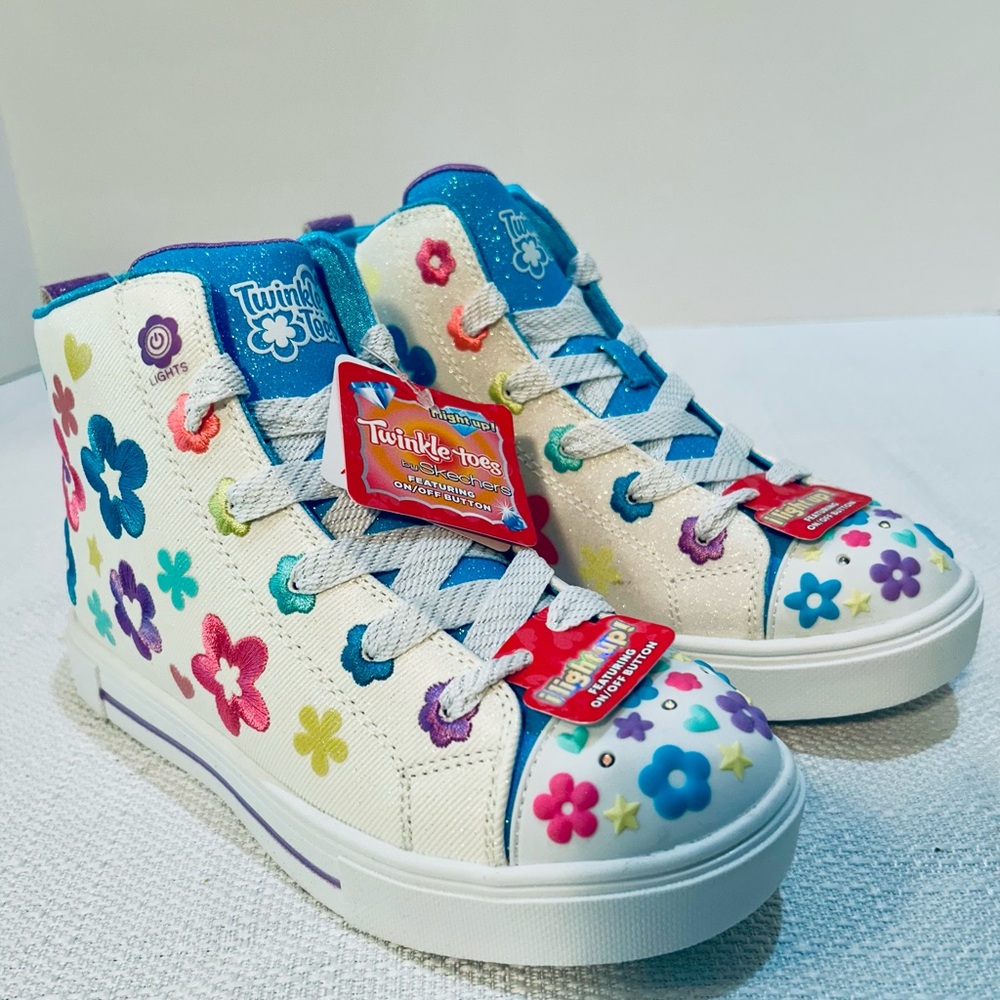 Skechers Girls Twinkle Sparks High-Top Sneakers - Colorful Floral